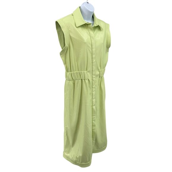 House of Harlow 1960 Shirt Dress Vegan Leather WMNS L Lime Green Utility Midi - Picture 3 of 13